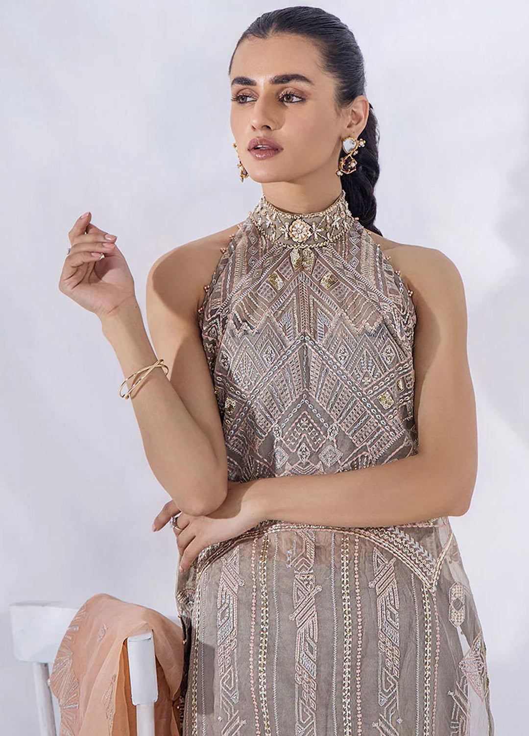 Afreen By Malook Embroidered Organza Suits Unstitched 4 Piece MLK23AF Aaira - Festive Collection