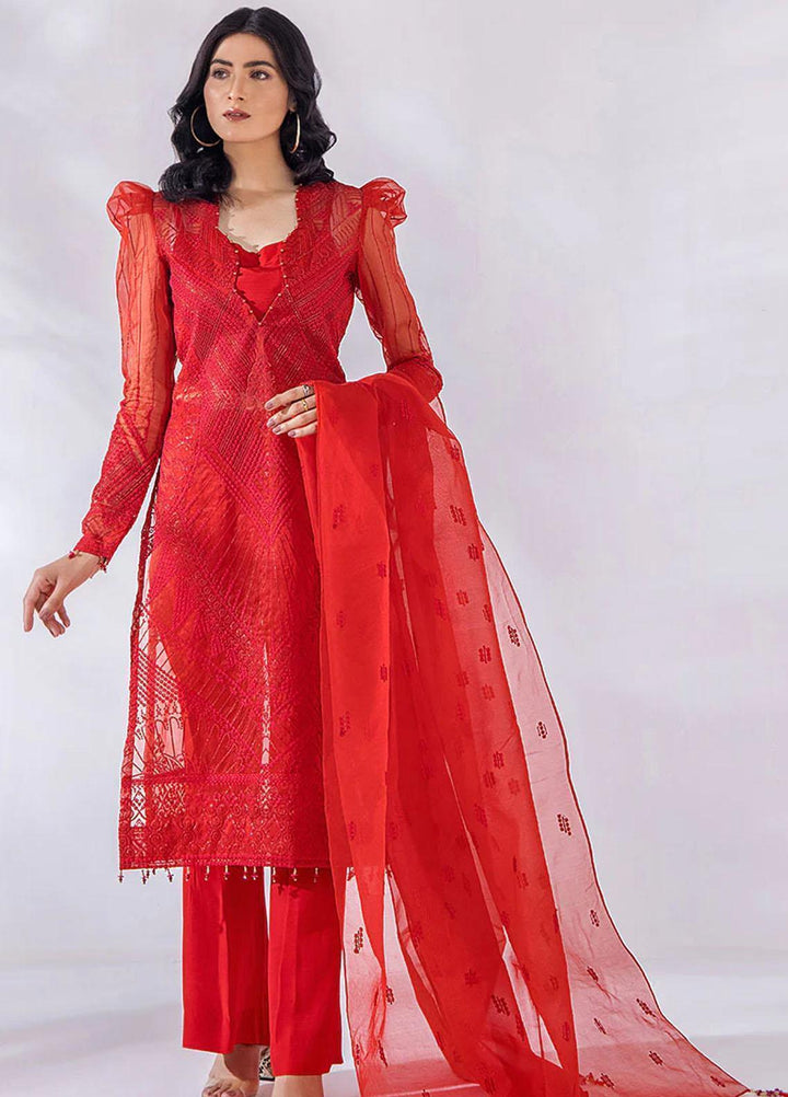 Afreen By Malook Embroidered Organza Suits Unstitched 4 Piece MLK23AF Samara - Festive Collection