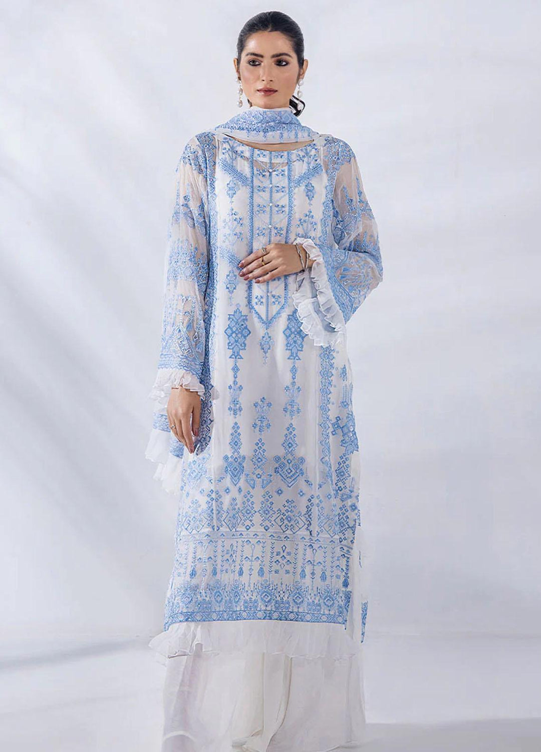 Afreen By Malook Embroidered Chiffon Suits Unstitched 4 Piece MLK23AF Julia - Festive Collection