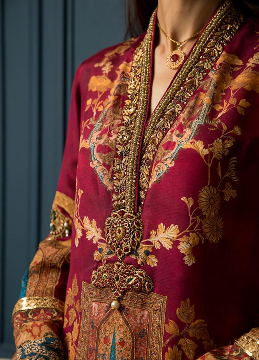 Shamaeel Ansari Pret Luxury Silk Shirt SHA23A Golden Hour