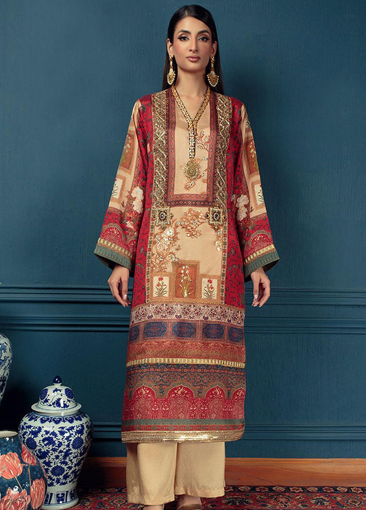 Shamaeel Ansari Pret Luxury Silk Shirt SHA23A Pinch Red