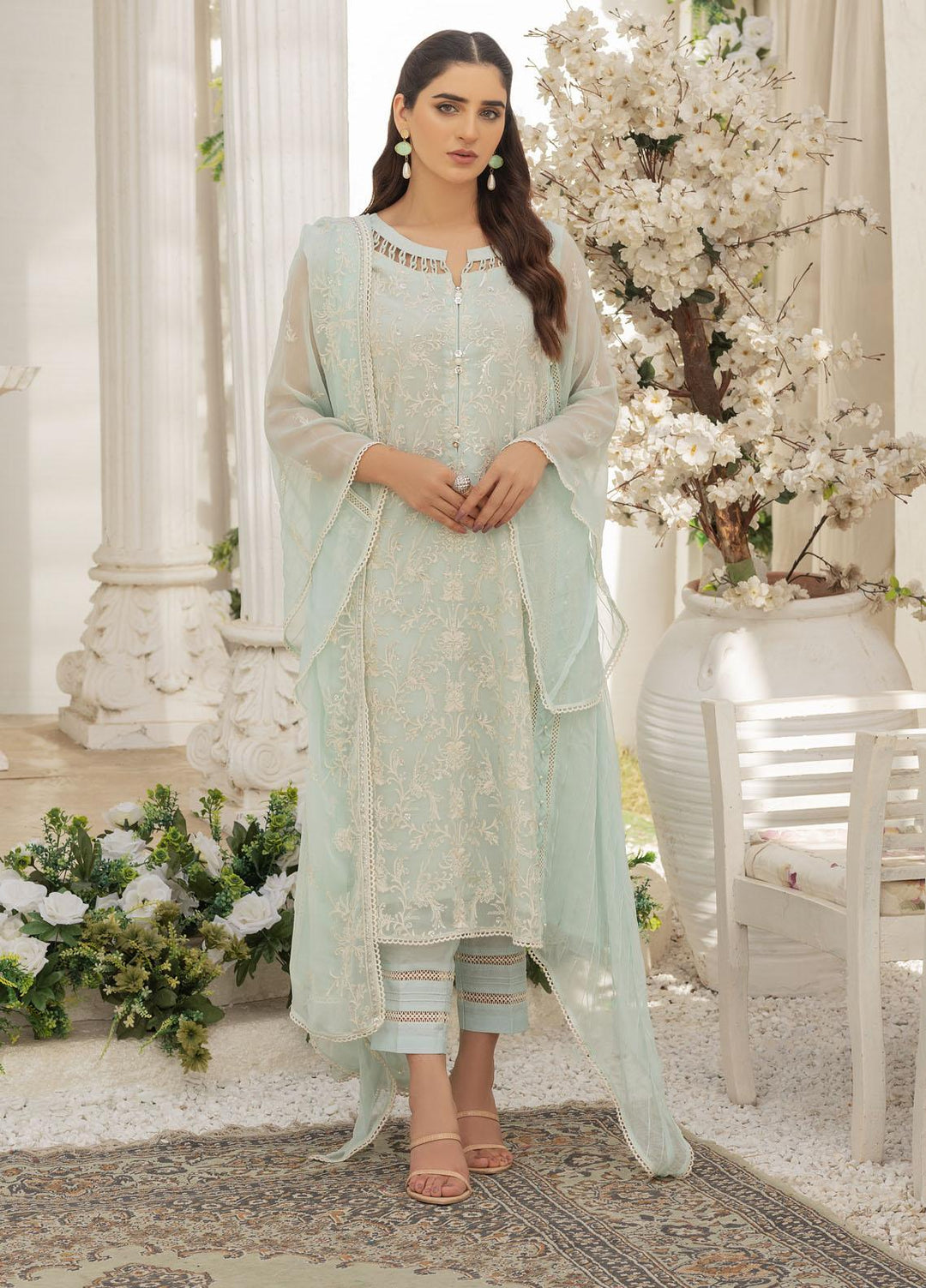 Afreen By Shamooz Embroidered Chiffon Suits Unstitched 3 Piece SHM23A SU-049 Emerald - Festive Collection