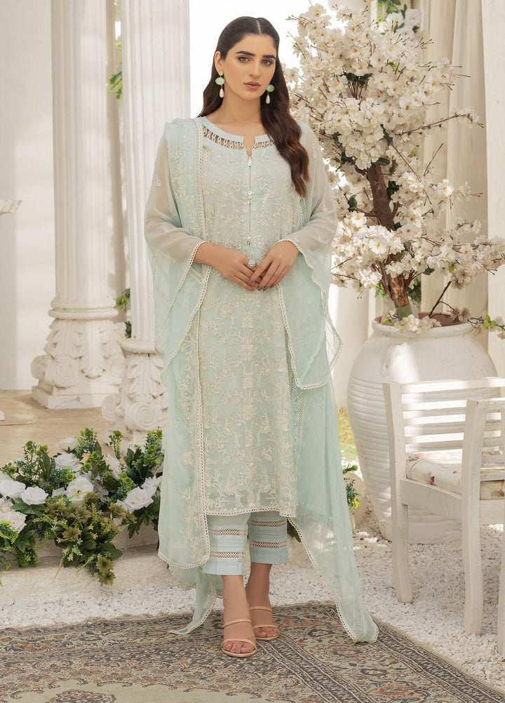 Afreen By Shamooz Embroidered Chiffon Suits Unstitched 3 Piece SHM23A SU-049 Emerald - Festive Collection