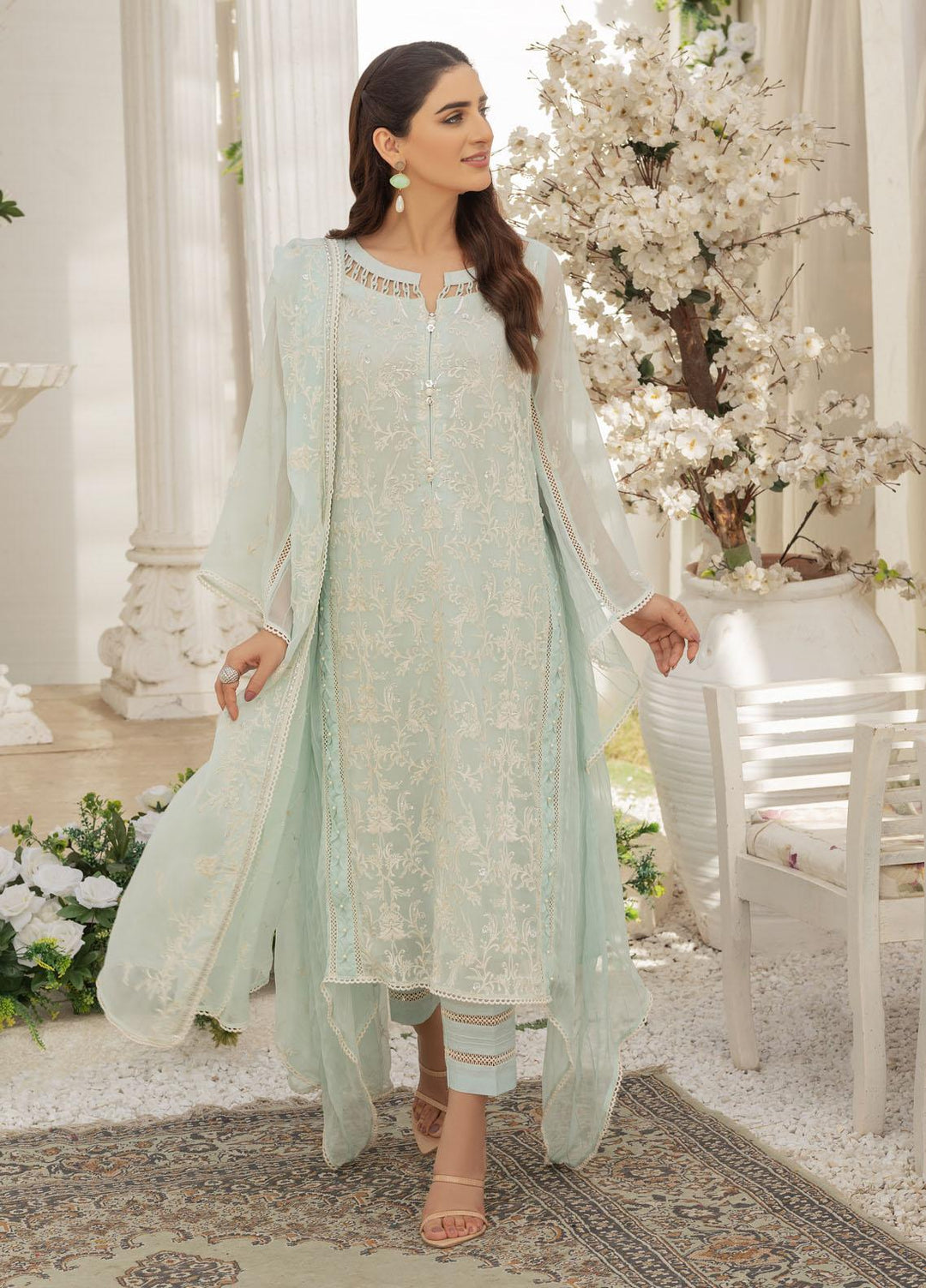Afreen By Shamooz Embroidered Chiffon Suits Unstitched 3 Piece SHM23A SU-049 Emerald - Festive Collection