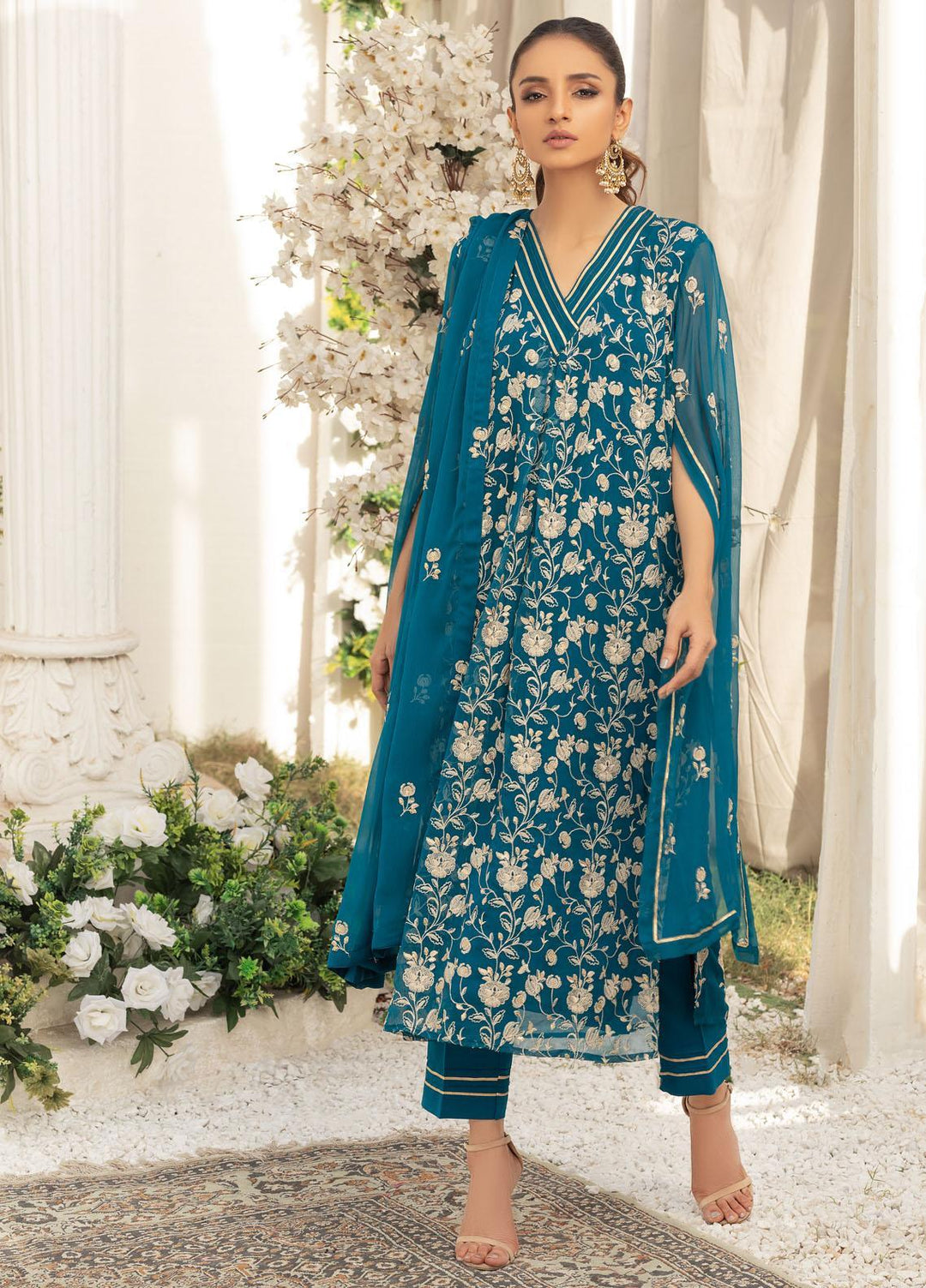 Afreen By Shamooz Embroidered Chiffon Suits Unstitched 3 Piece SHM23A SU-051 Heena - Festive Collection