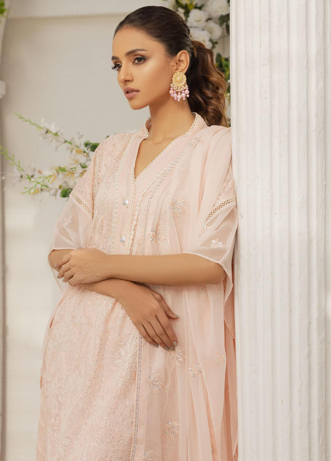 Afreen By Shamooz Embroidered Chiffon Suits Unstitched 3 Piece SHM23A SU-053 Gul - Festive Collection