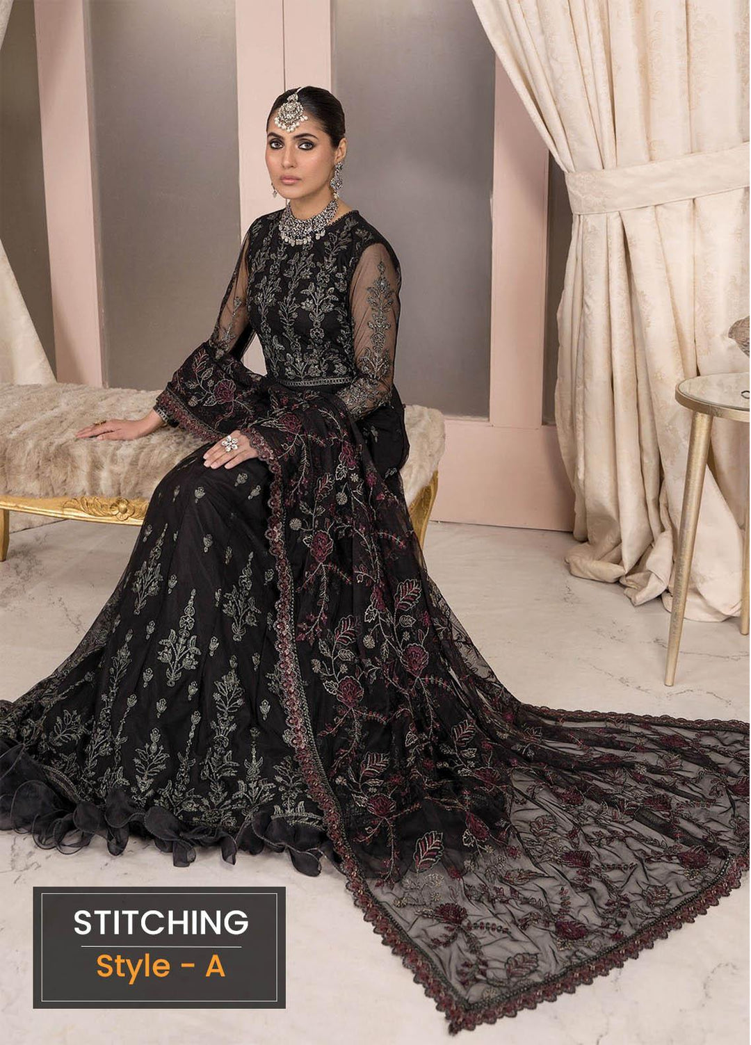 Afreen by Zarif Embroidered  Suits Unstitched 3 Piece ZF23A ZA-03 Black Affair - Formal Collection