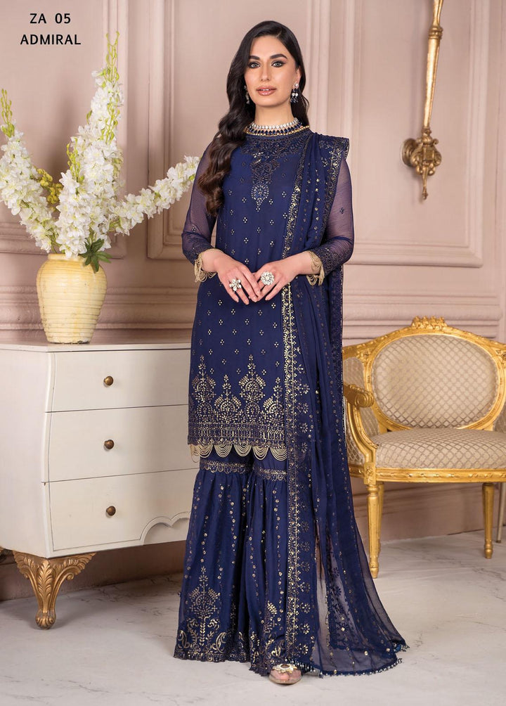 Afreen by Zarif Embroidered  Suits Unstitched 3 Piece ZF23A ZA-05 Admiral - Formal Collection