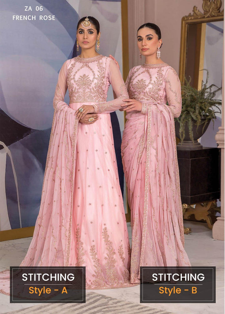 Afreen by Zarif Embroidered  Suits Unstitched 3 Piece ZF23A ZA-06 French Rose - Formal Collection