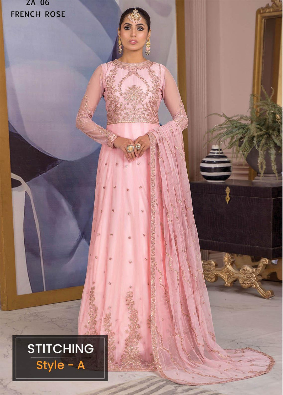 Afreen by Zarif Embroidered  Suits Unstitched 3 Piece ZF23A ZA-06 French Rose - Formal Collection