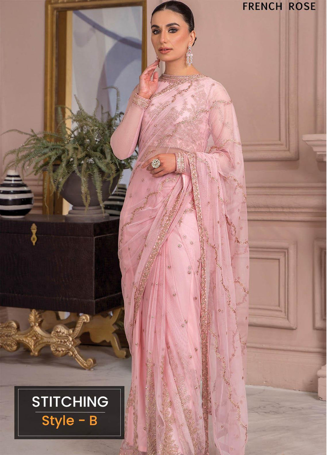 Afreen by Zarif Embroidered  Suits Unstitched 3 Piece ZF23A ZA-06 French Rose - Formal Collection