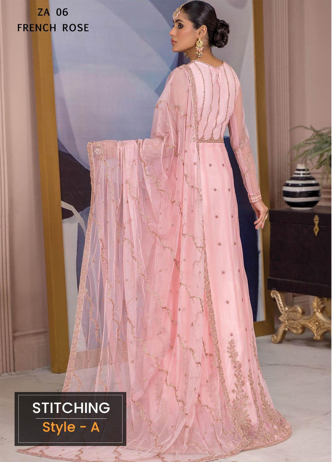 Afreen by Zarif Embroidered  Suits Unstitched 3 Piece ZF23A ZA-06 French Rose - Formal Collection