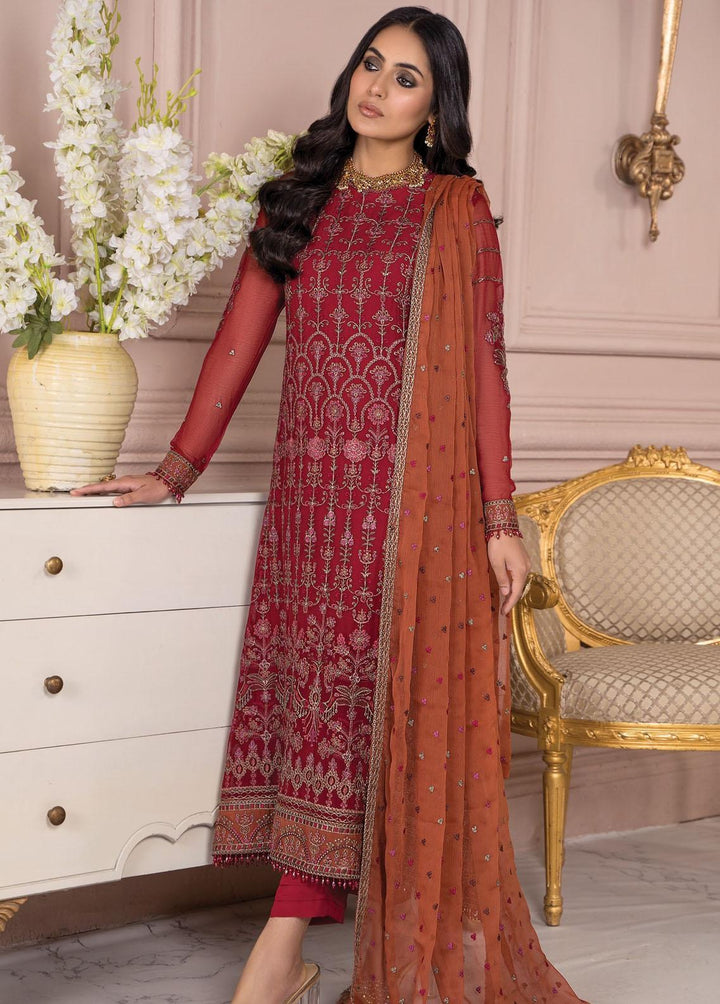 Afreen by Zarif Embroidered  Suits Unstitched 3 Piece ZF23A ZA-08 Garnet - Formal Collection