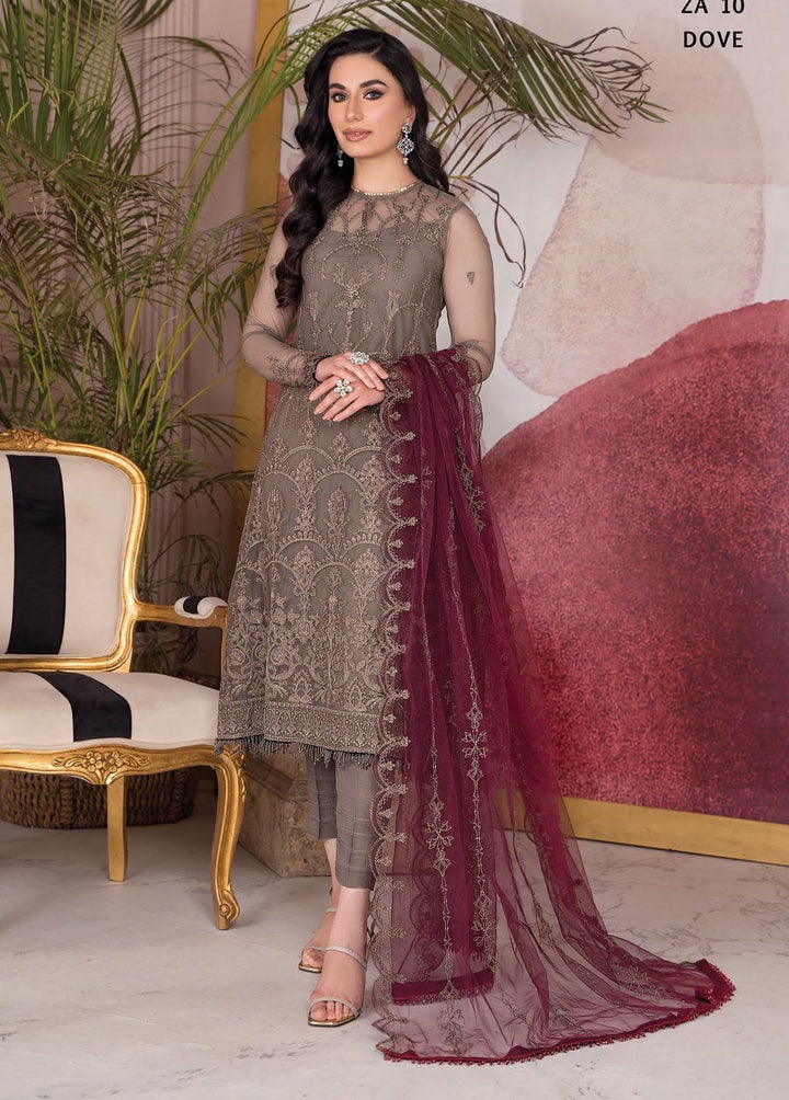 Afreen by Zarif Embroidered  Suits Unstitched 3 Piece ZF23A ZA-10 Dove - Formal Collection