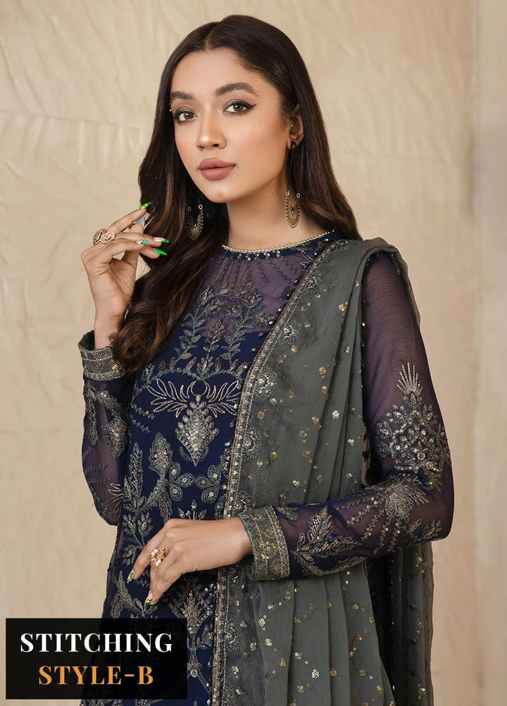 Afreen by Zarif Embroidered Chiffon Suits Unstitched 3 Piece ZF23A ZFG 05 ELYSIAN - Formal Collection