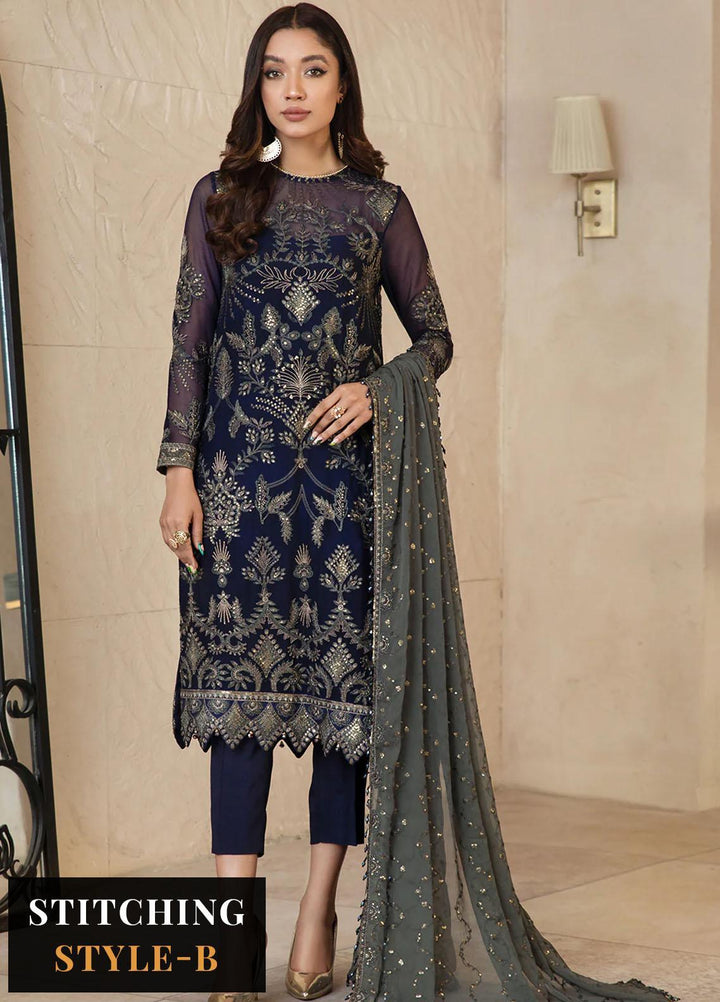 Afreen by Zarif Embroidered Chiffon Suits Unstitched 3 Piece ZF23A ZFG 05 ELYSIAN - Formal Collection