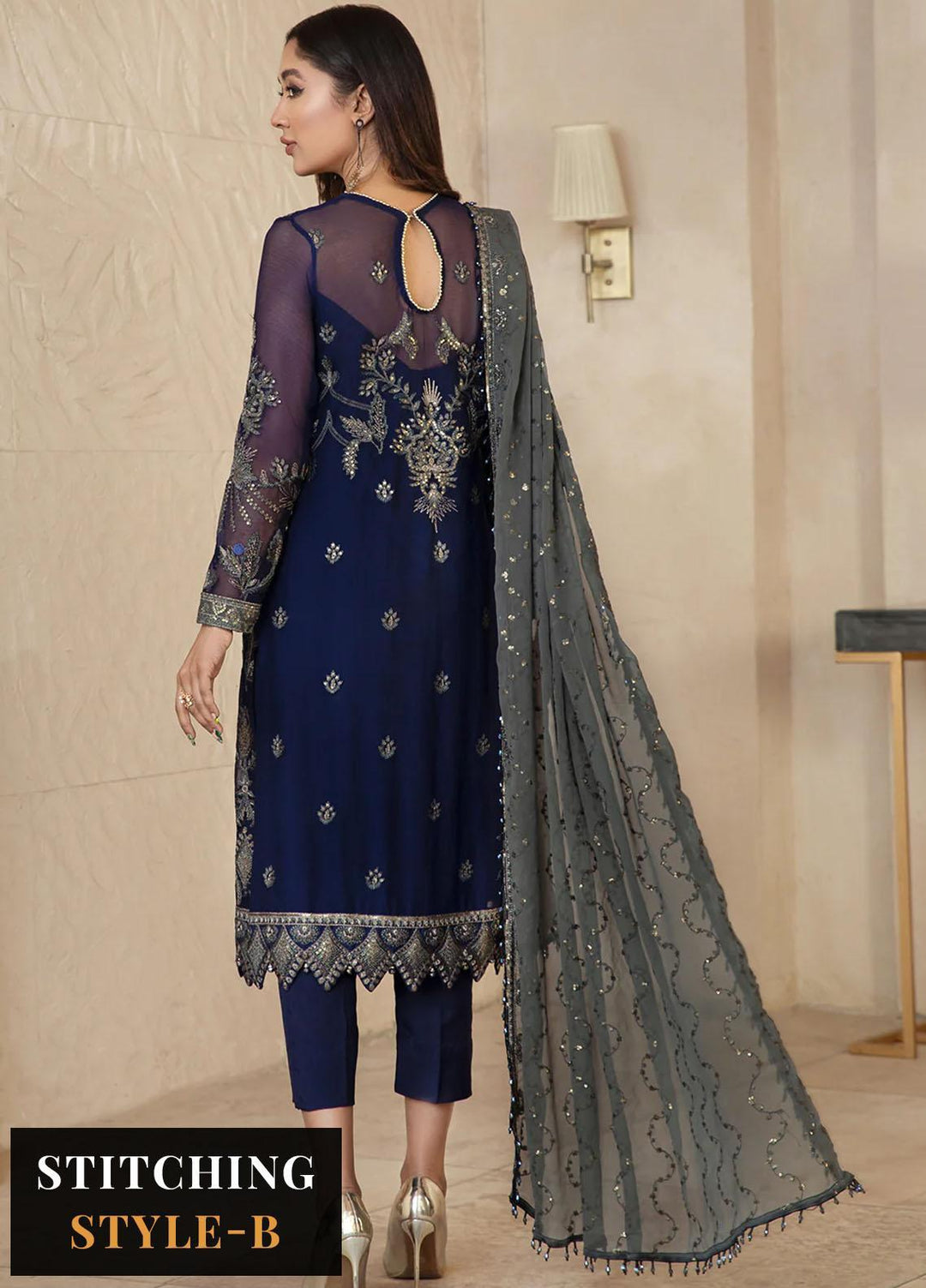 Afreen by Zarif Embroidered Chiffon Suits Unstitched 3 Piece ZF23A ZFG 05 ELYSIAN - Formal Collection