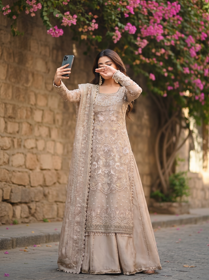 Dastangoi By Afrozeh Embroidered Tissue Suits Unstitched 3 Piece AF23DG AWE-23-V1-04 Ulfat - Wedding Collection