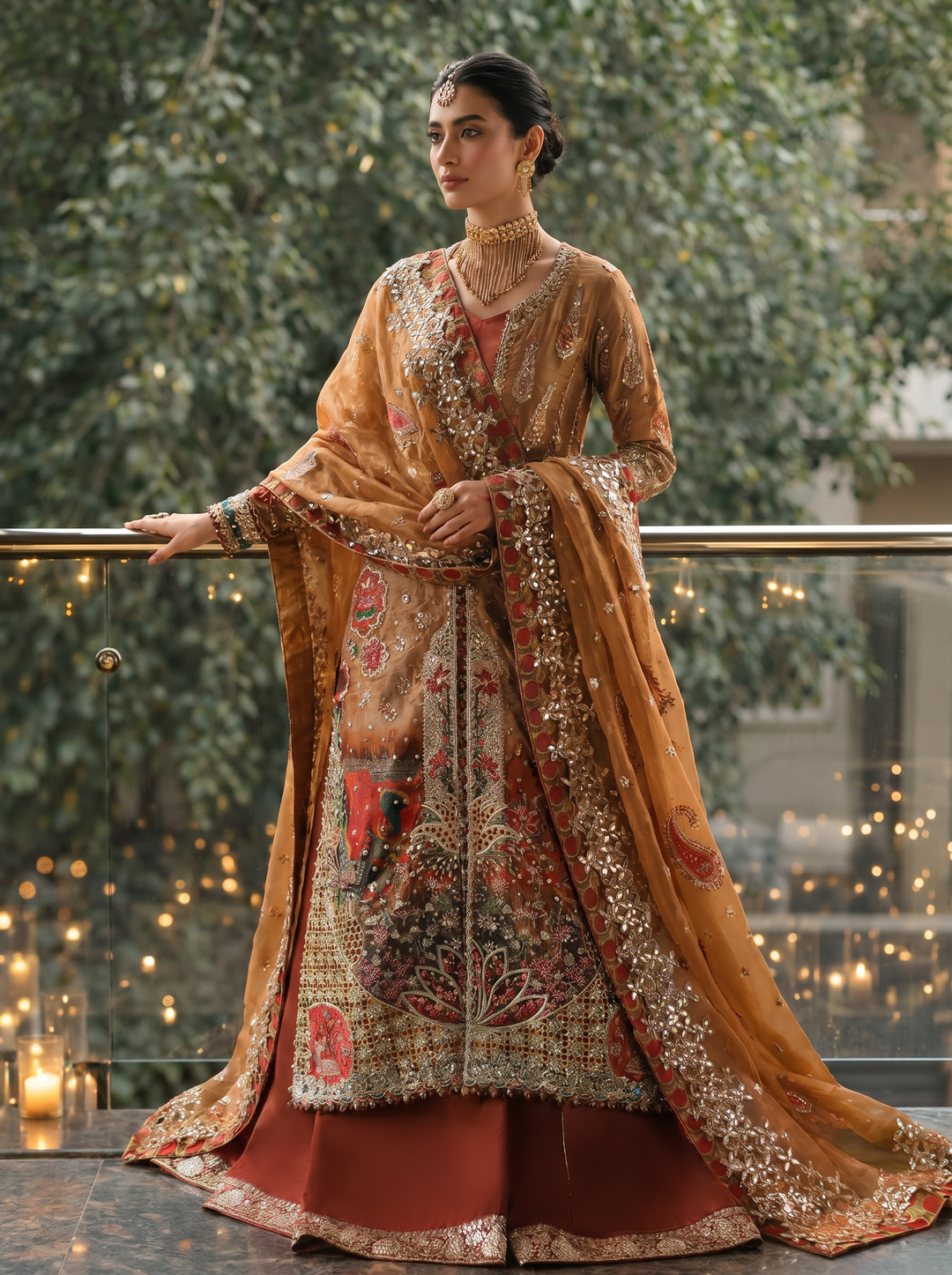 Afrozeh Embroidered Tissue Zari Suits Unstitched 3 Piece AF25SA D-07 Poshna - Wedding Collection