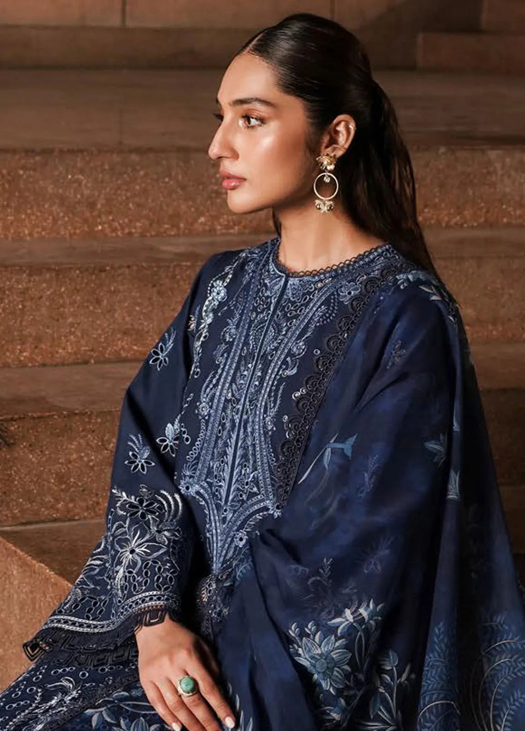 Afrozeh Chikankari Lawn Suit Unstitched 3 Piece AF24CL Capri - Festive Collection