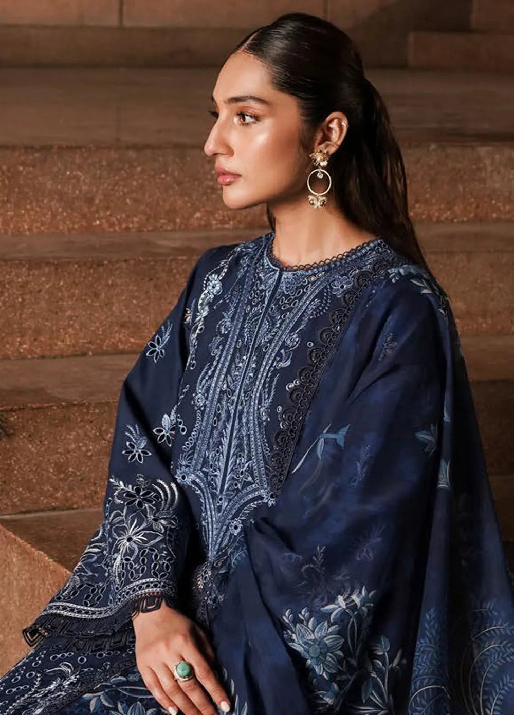 Afrozeh Chikankari Lawn Suit Unstitched 3 Piece AF24CL Capri - Festive Collection