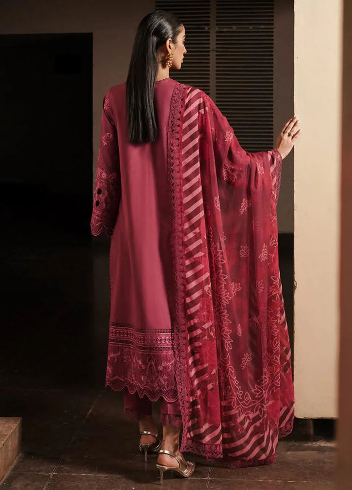 Afrozeh Chikankari Lawn Suit Unstitched 3 Piece AF24CL Cordovan - Festive Collection
