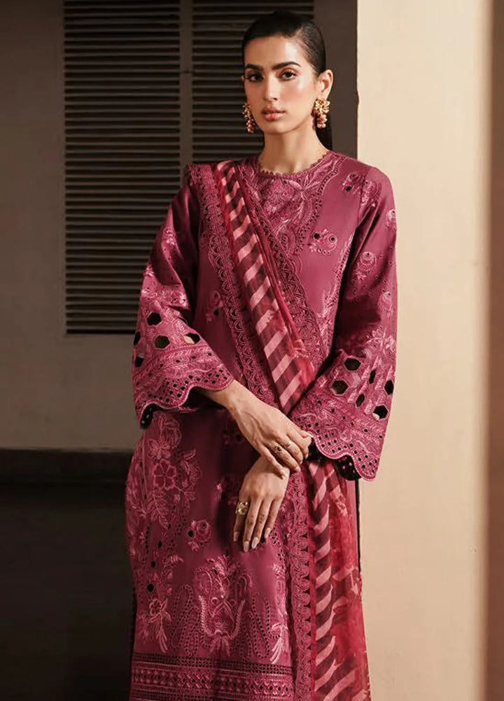 Afrozeh Chikankari Lawn Suit Unstitched 3 Piece AF24CL Cordovan - Festive Collection
