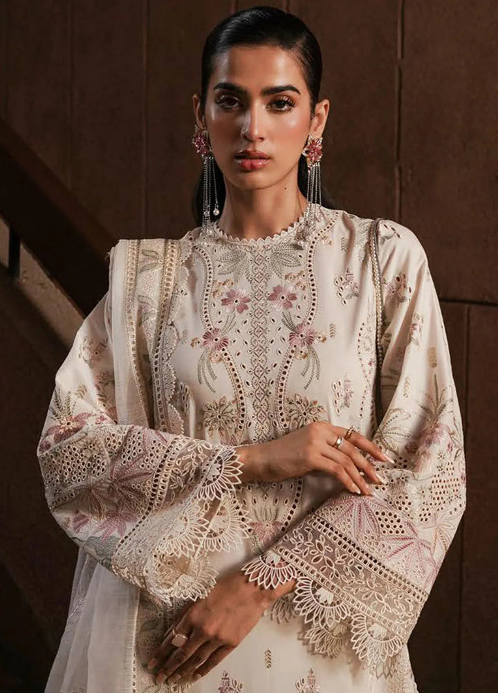 Afrozeh Chikankari Lawn Suit Unstitched 3 Piece AF24CL Gypsum - Festive Collection