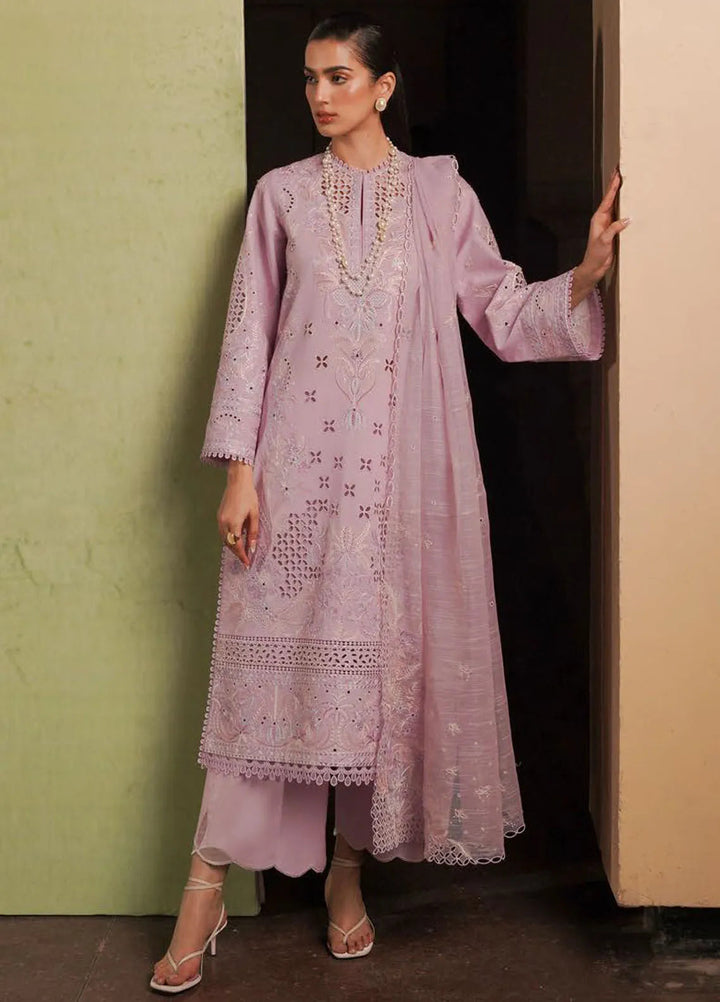 Afrozeh Chikankari Lawn Suit Unstitched 3 Piece AF24CL Thistle - Festive Collection