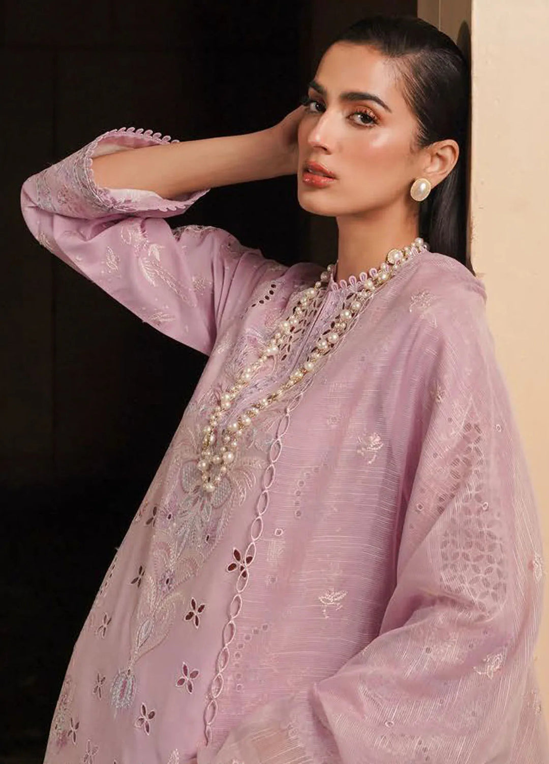 Afrozeh Chikankari Lawn Suit Unstitched 3 Piece AF24CL Thistle - Festive Collection