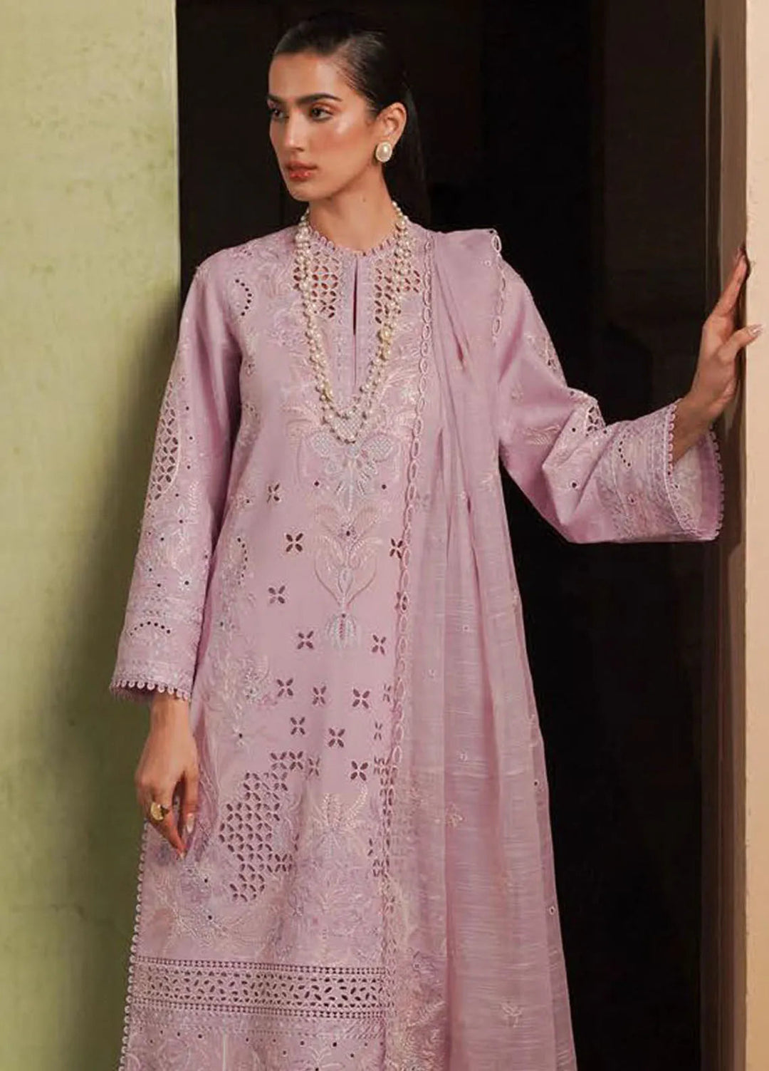Afrozeh Chikankari Lawn Suit Unstitched 3 Piece AF24CL Thistle - Festive Collection