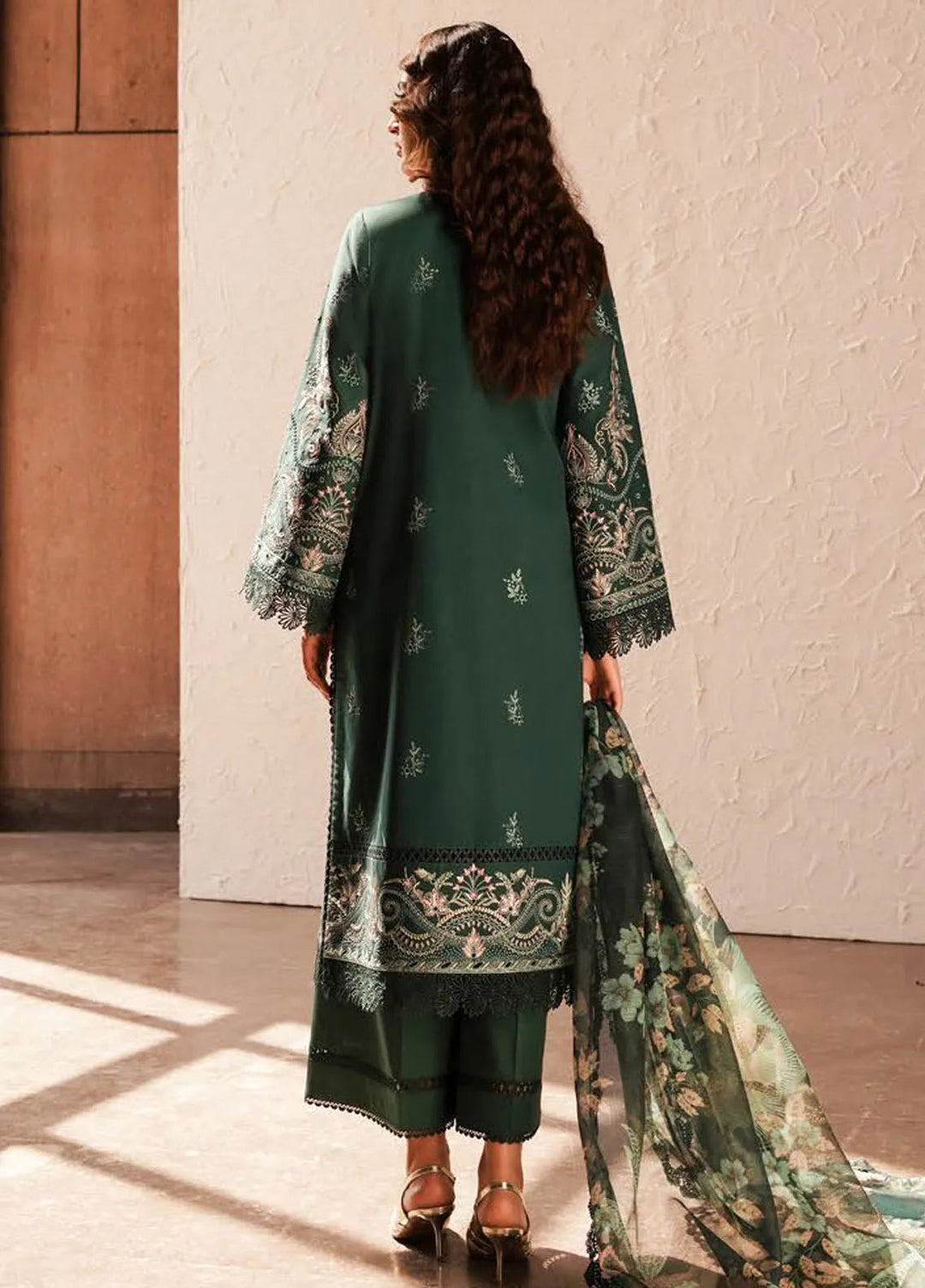 Afrozeh Chikankari Lawn Suit Unstitched 3 Piece AF24CL Viridian - Festive Collection