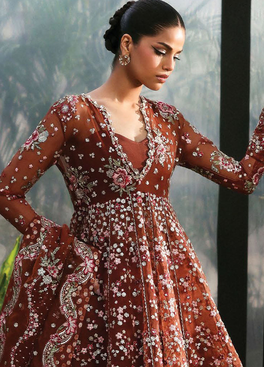 Afrozeh Embroidered Chiffon Suits Unstitched 3 Piece AF25LF D-02 Shale - Formals Collection