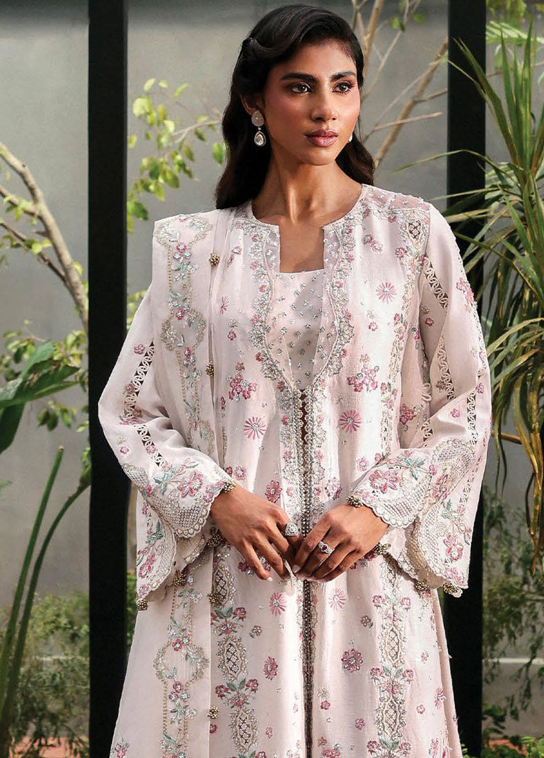 Afrozeh Embroidered Chiffon Suits Unstitched 3 Piece AF25LF D-05 Rue - Formals Collection