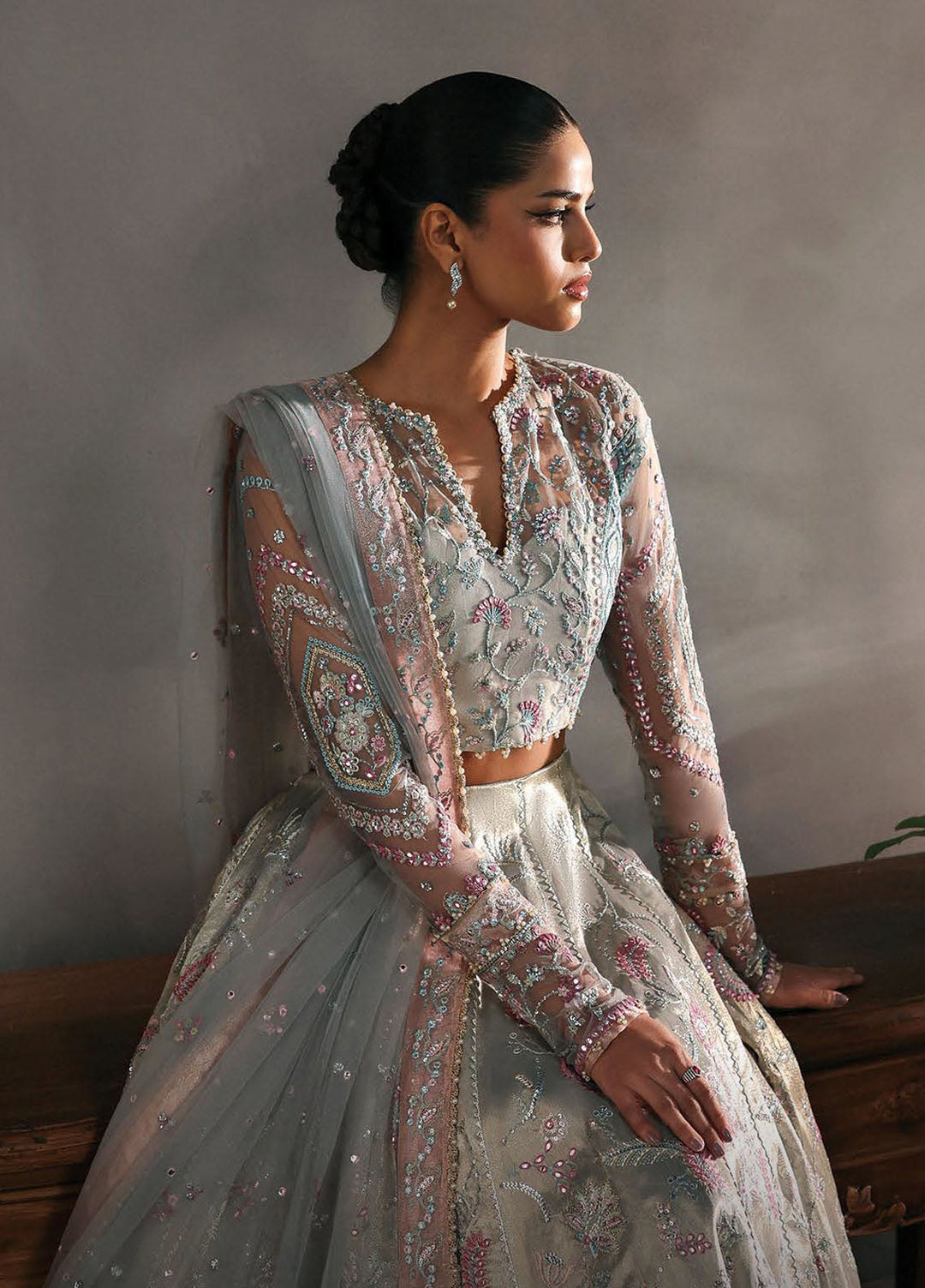 Afrozeh Embroidered Chiffon Suits Unstitched 3 Piece AF25LF D-08 Elanora - Formals Collection