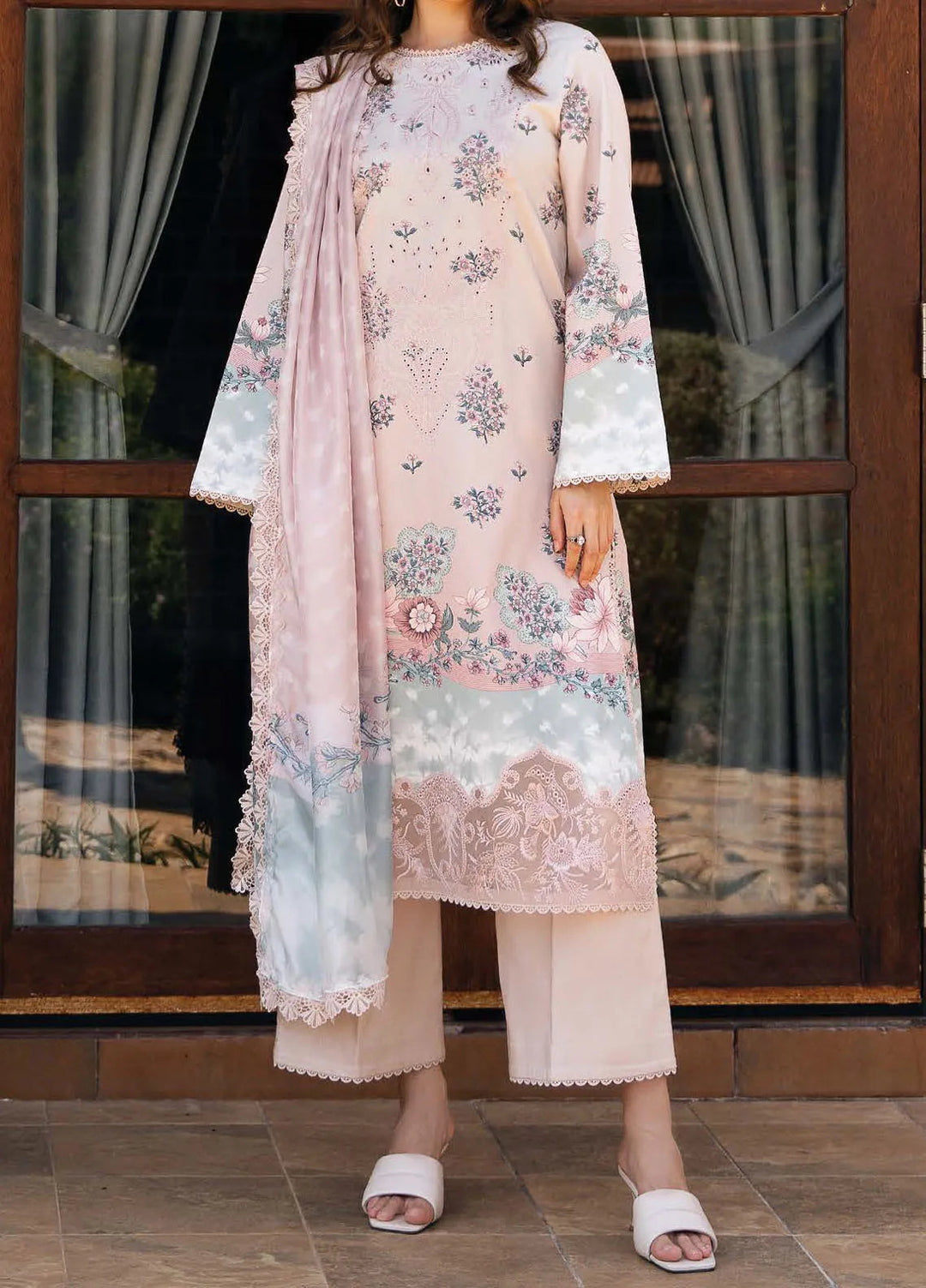 Afrozeh Embroidered Lawn Suit Unstitched 3 Piece AF25DH D-01 Seraphina B - Summer Collection