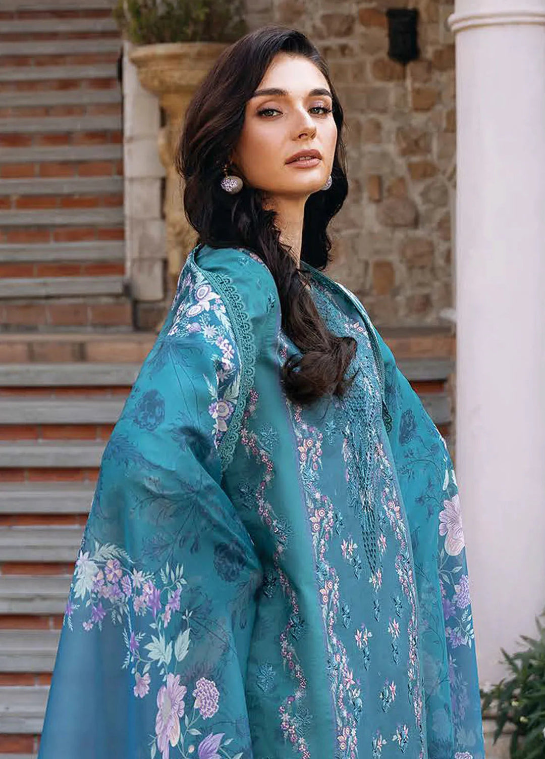 Afrozeh Embroidered Lawn Suit Unstitched 3 Piece AF25DH D-04 Eden A - Summer Collection