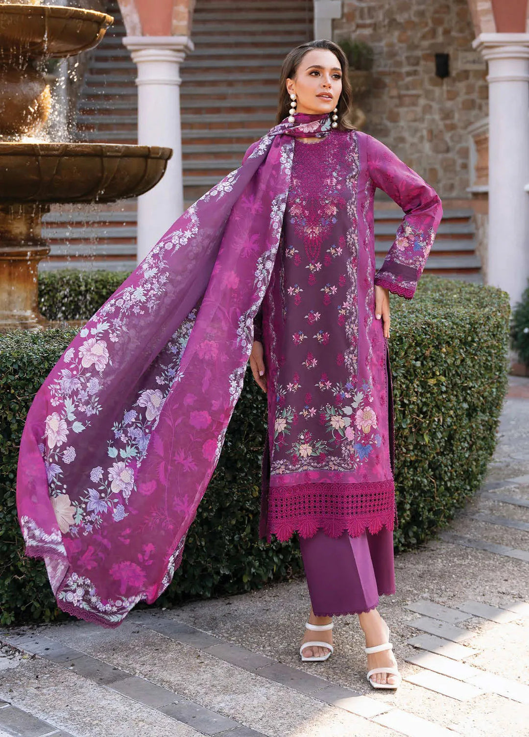 Afrozeh Embroidered Lawn Suit Unstitched 3 Piece AF25DH D-04 Eden B - Summer Collection