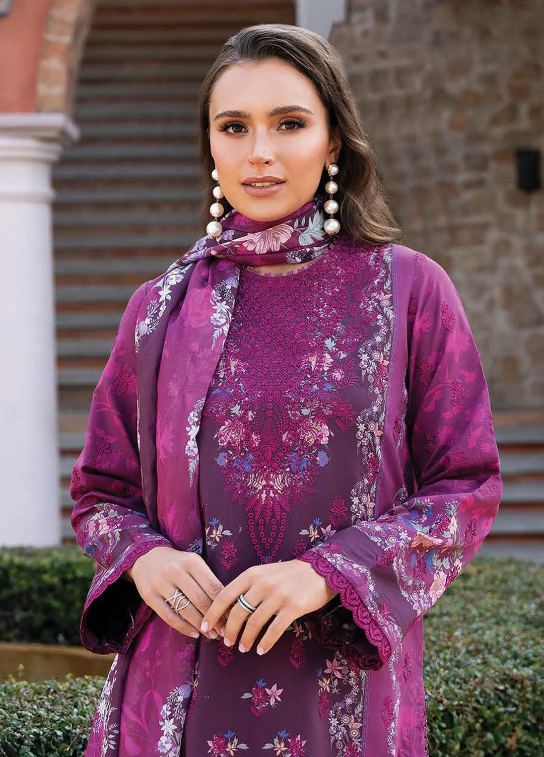 Afrozeh Embroidered Lawn Suit Unstitched 3 Piece AF25DH D-04 Eden B - Summer Collection