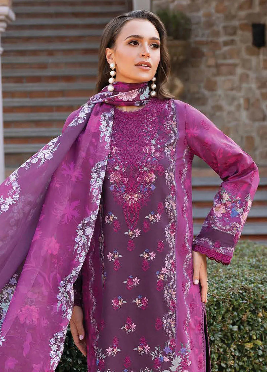 Afrozeh Embroidered Lawn Suit Unstitched 3 Piece AF25DH D-04 Eden B - Summer Collection