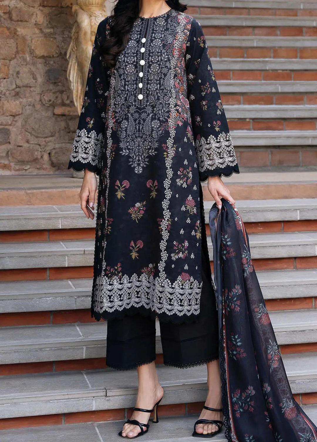 Afrozeh Embroidered Lawn Suit Unstitched 3 Piece AF25DH D-06 Anisa B - Summer Collection
