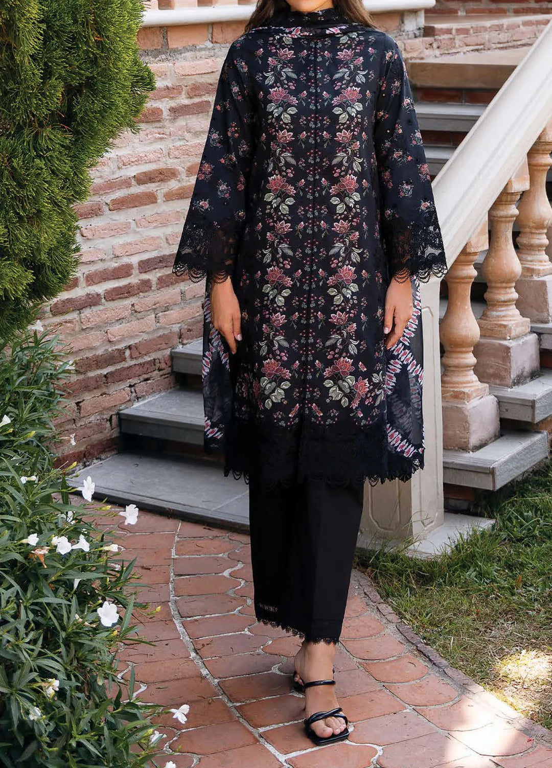 Afrozeh Embroidered Lawn Suit Unstitched 3 Piece AF25DH D-07 Lorien A - Summer Collection