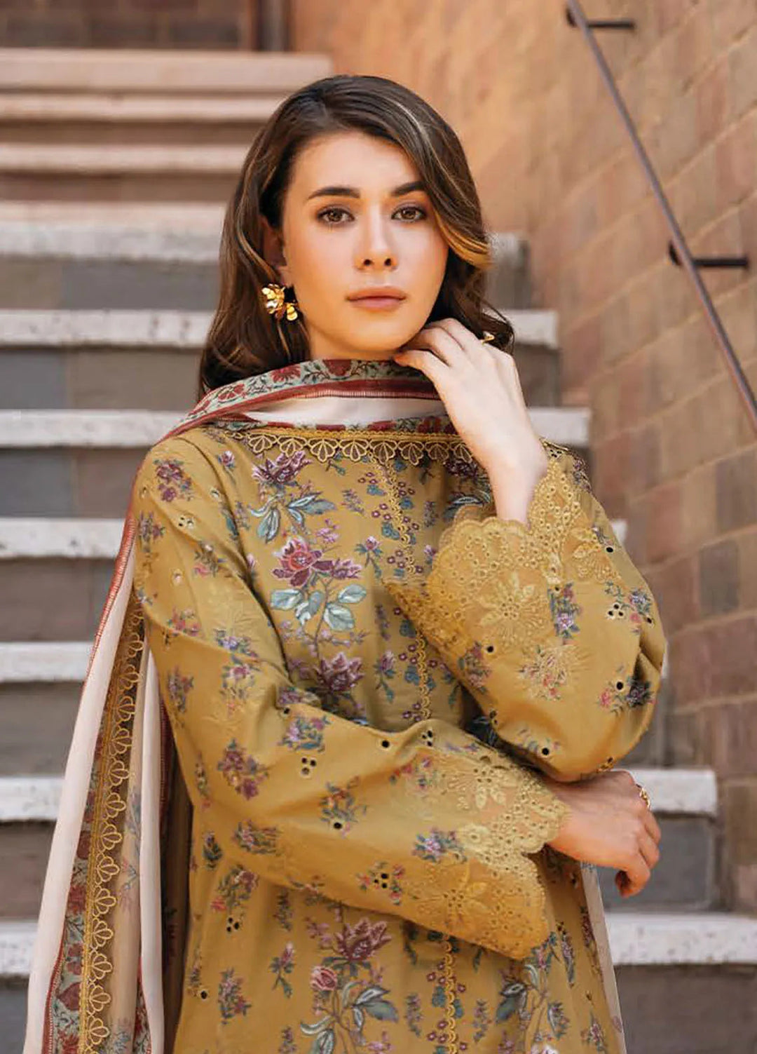 Afrozeh Embroidered Lawn Suit Unstitched 3 Piece AF25DH D-07 Lorien B - Summer Collection