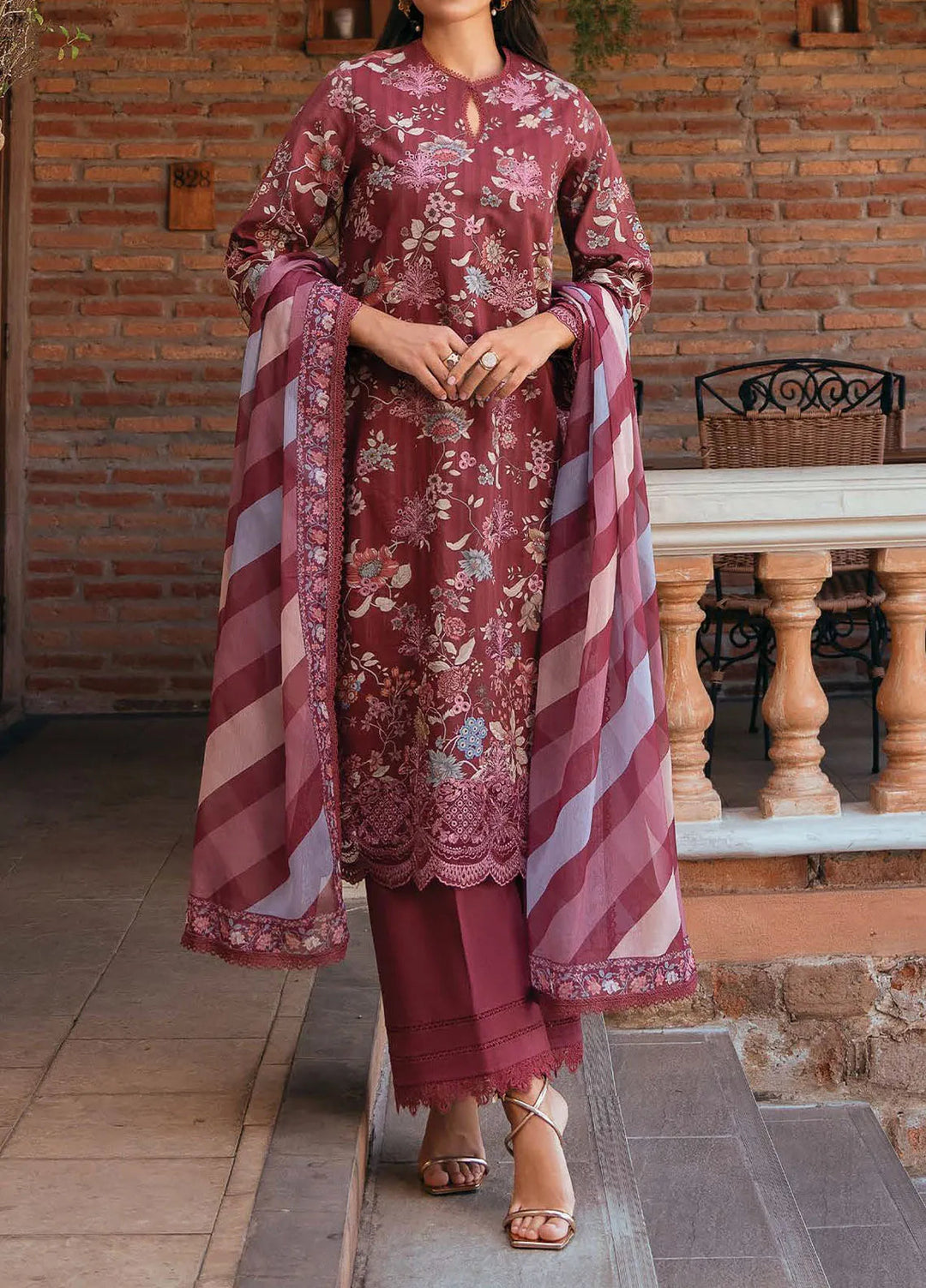 Afrozeh Embroidered Lawn Suit Unstitched 3 Piece AF25DH D-08 Azara B - Summer Collection