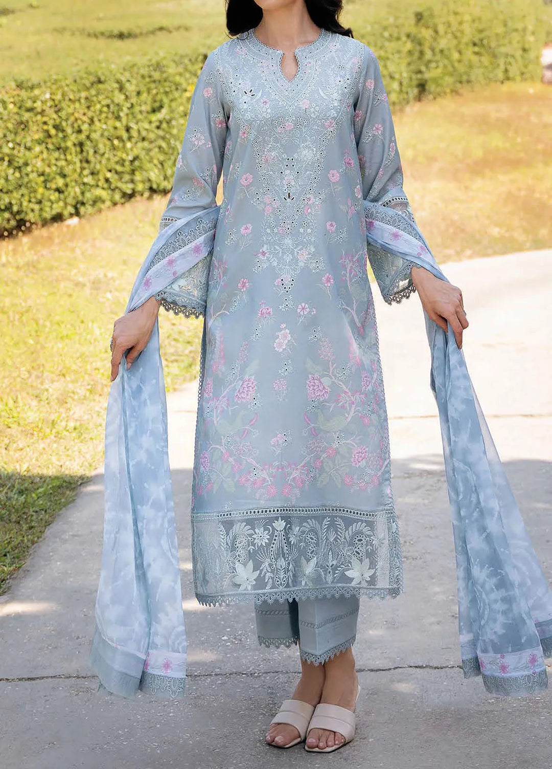 Afrozeh Embroidered Lawn Suit Unstitched 3 Piece AF25DH D-09 Maelis A - Summer Collection