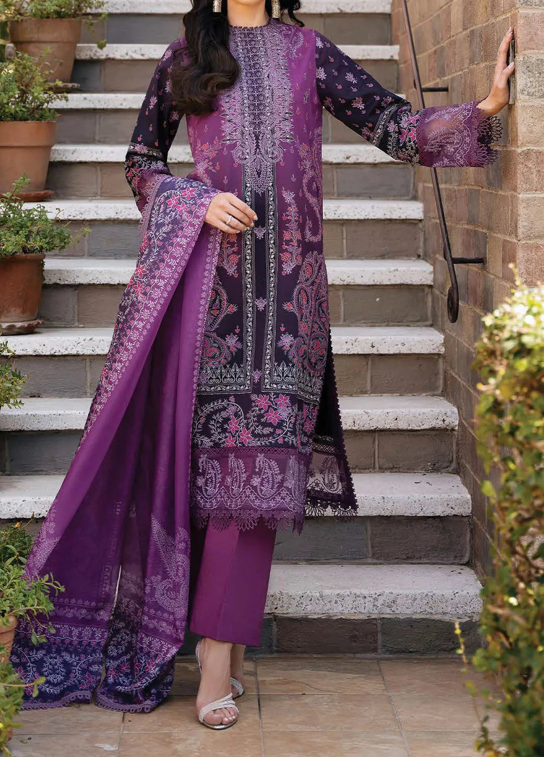Afrozeh Embroidered Lawn Suit Unstitched 3 Piece AF25DH D-10 Azrina A - Summer Collection