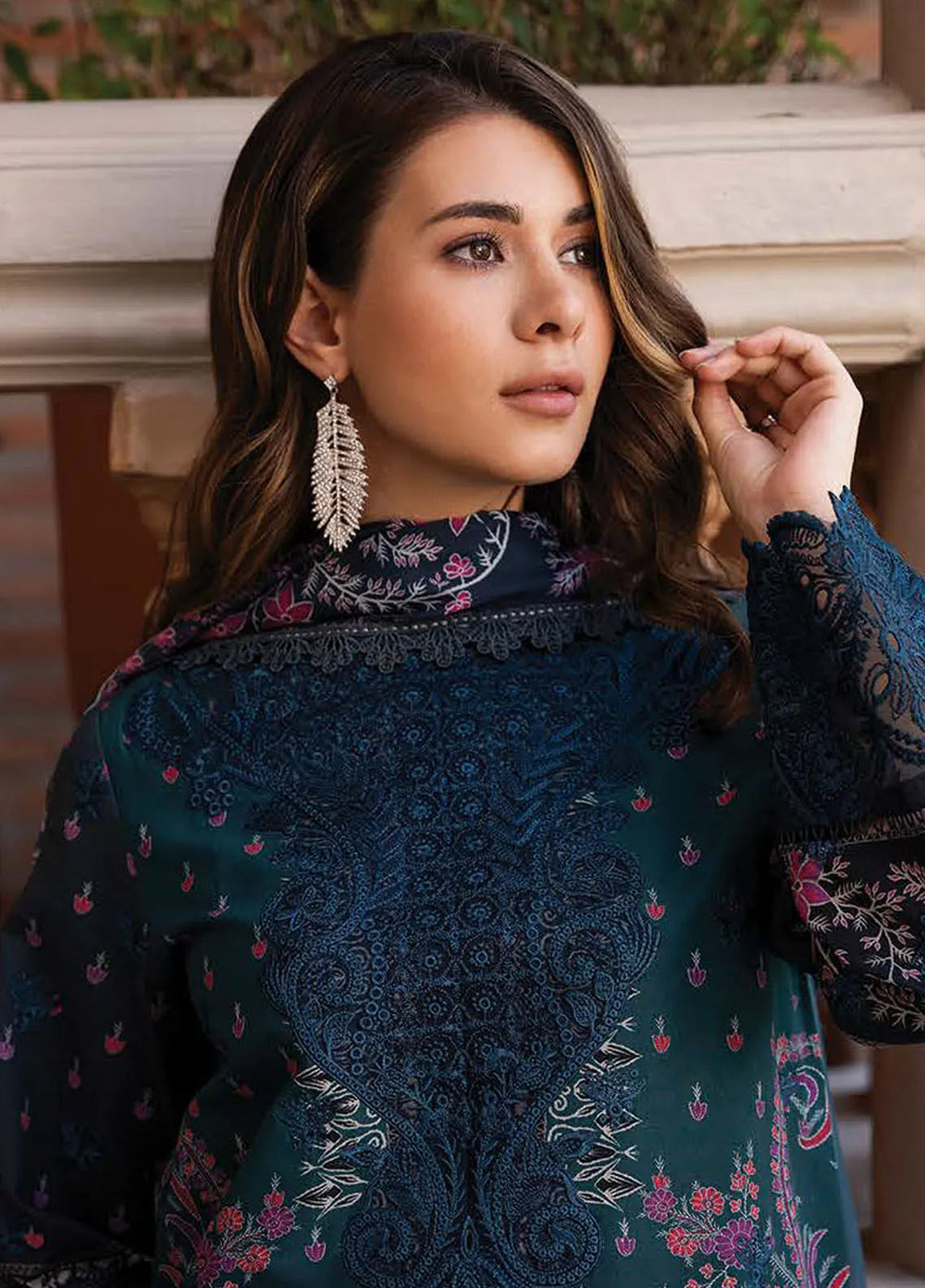 Afrozeh Embroidered Lawn Suit Unstitched 3 Piece AF25DH D-10 Azrina B - Summer Collection