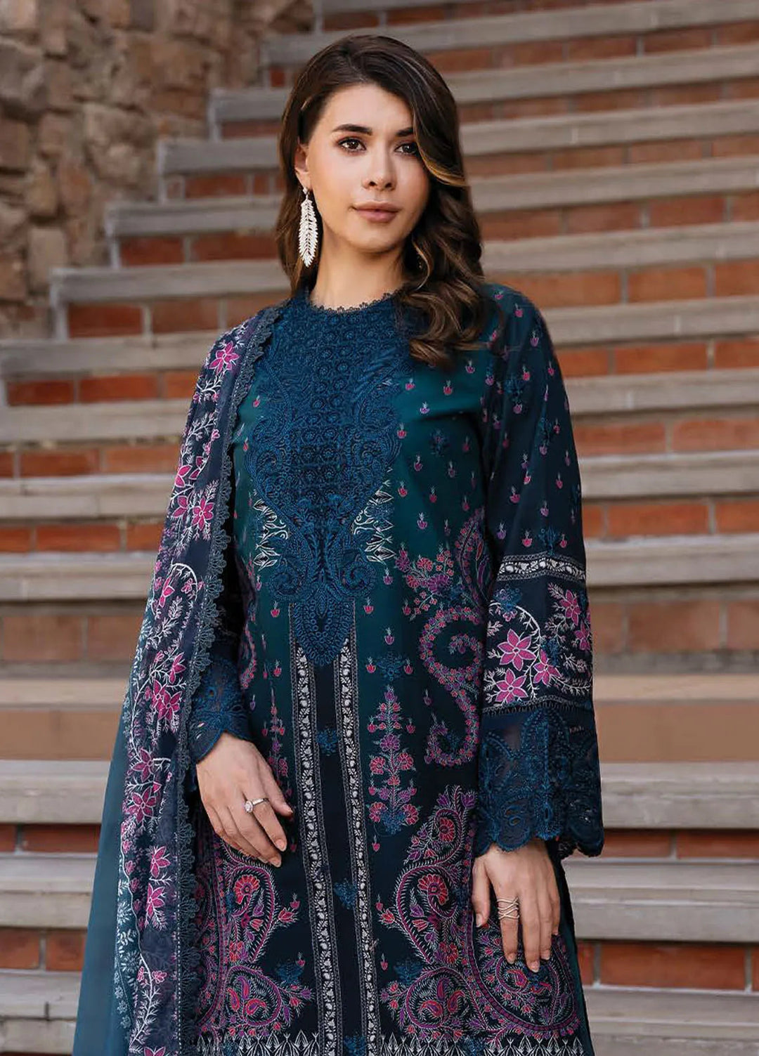 Afrozeh Embroidered Lawn Suit Unstitched 3 Piece AF25DH D-10 Azrina B - Summer Collection