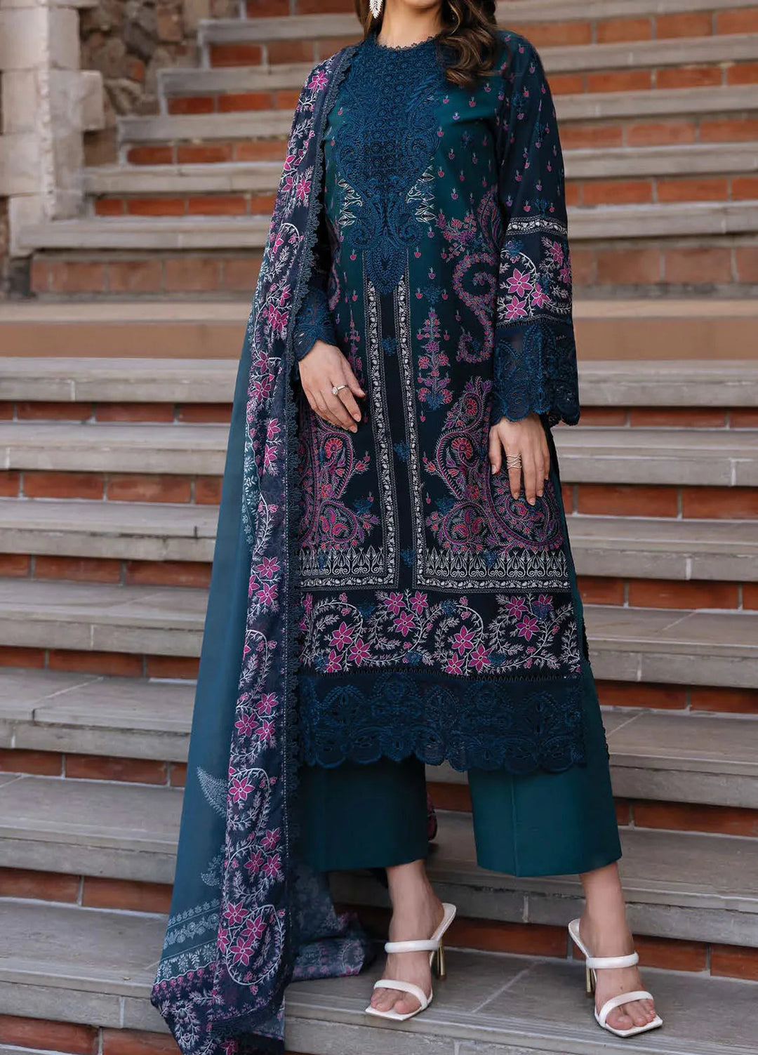 Afrozeh Embroidered Lawn Suit Unstitched 3 Piece AF25DH D-10 Azrina B - Summer Collection