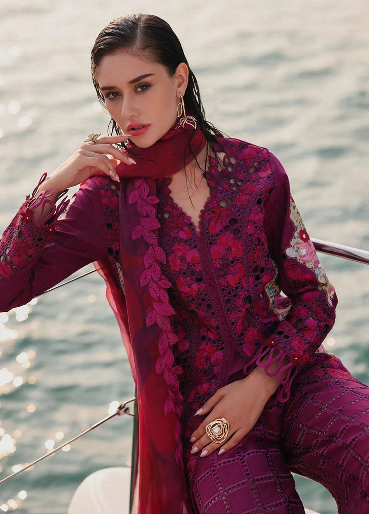 Afrozeh Embroidered Lawn Suits Unstitched 3 Piece AF25UL25 D-01 Seren - Luxury Collection